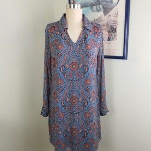 Cabi Provincial Shift Long Sleeve Dress Floral S